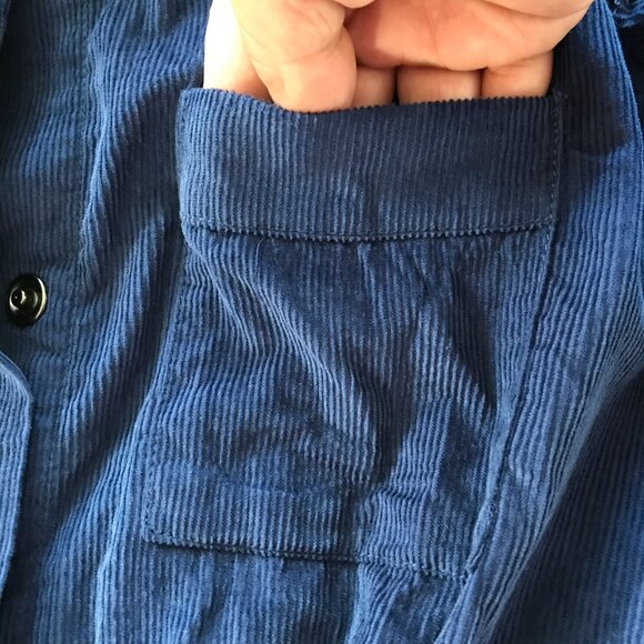 Urban Outfitters Corduroy Romper Women M Blue Snap Button Pockets Short Sleeve - Picture 10 of 14